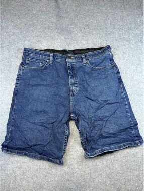 Wrangler Denim Shorts Men W36 Dark Wash Elastic Waist Western Skate Grunge Punk